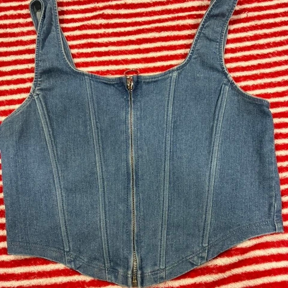 Blue denim corset top . Size M  Brand STORY ON. SKU888